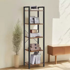 Libreria alta e stretta a 5 ripiani, scaffale sottile con struttura in acciaio per soggiorno, ufficio, studio – Stile industriale, 30 x 39,6 x 154 cm