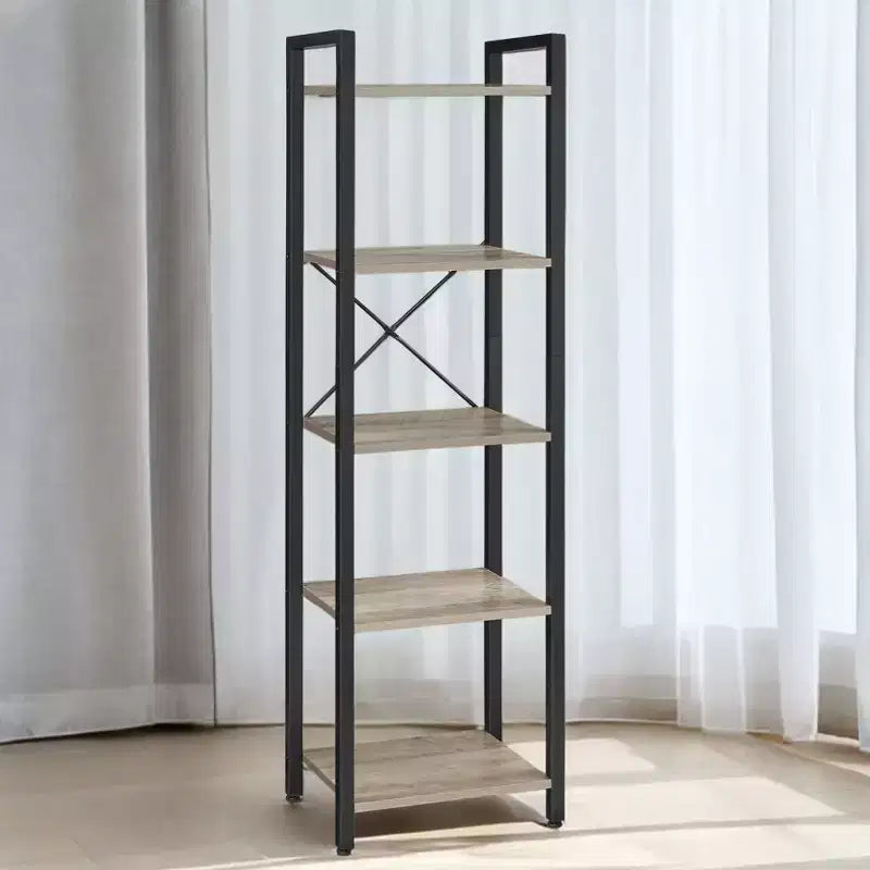 Libreria alta e stretta a 5 ripiani, scaffale sottile con struttura in acciaio per soggiorno, ufficio, studio – Stile industriale, 30 x 39,6 x 154 cm