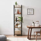 Libreria alta e stretta a 5 ripiani, scaffale sottile con struttura in acciaio per soggiorno, ufficio, studio – Stile industriale, 30 x 39,6 x 154 cm