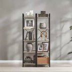 Libreria alta e stretta a 5 ripiani, scaffale sottile con struttura in acciaio per soggiorno, ufficio, studio – Stile industriale, 30 x 39,6 x 154 cm