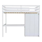 Letto a soppalco in legno per letto a una piazza e mezza con armadio, scrivania, ripiani e cassetti integrati, 201,9 cm L x 144,5 cm P