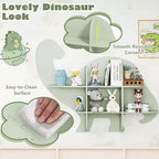 Libreria a Muro per Bambini a 2 Livelli con Dinosauri, Scaffale per Cameretta