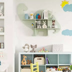 Libreria a Muro per Bambini a 2 Livelli con Dinosauri, Scaffale per Cameretta