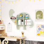 Libreria a Muro per Bambini a 2 Livelli con Dinosauri, Scaffale per Cameretta