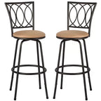 VECELO Bar Stools Adjustable Height Set of 2, 24/29 Swivel Counter Stools with Upholstered Seat, Steel Bistro Pub Chairs