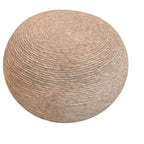 20 Pouf ottomano rotondo a coste in lana beige