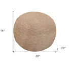 20 Pouf ottomano rotondo a coste in lana beige