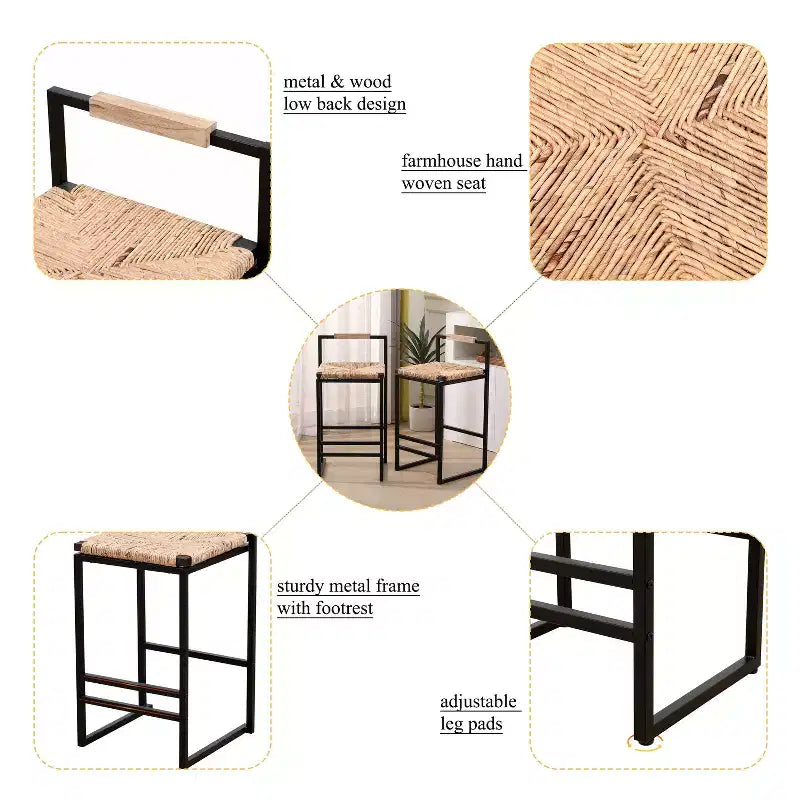 Sgabelli da bar Ogden Rustic Iron 25 con poggiapiedi