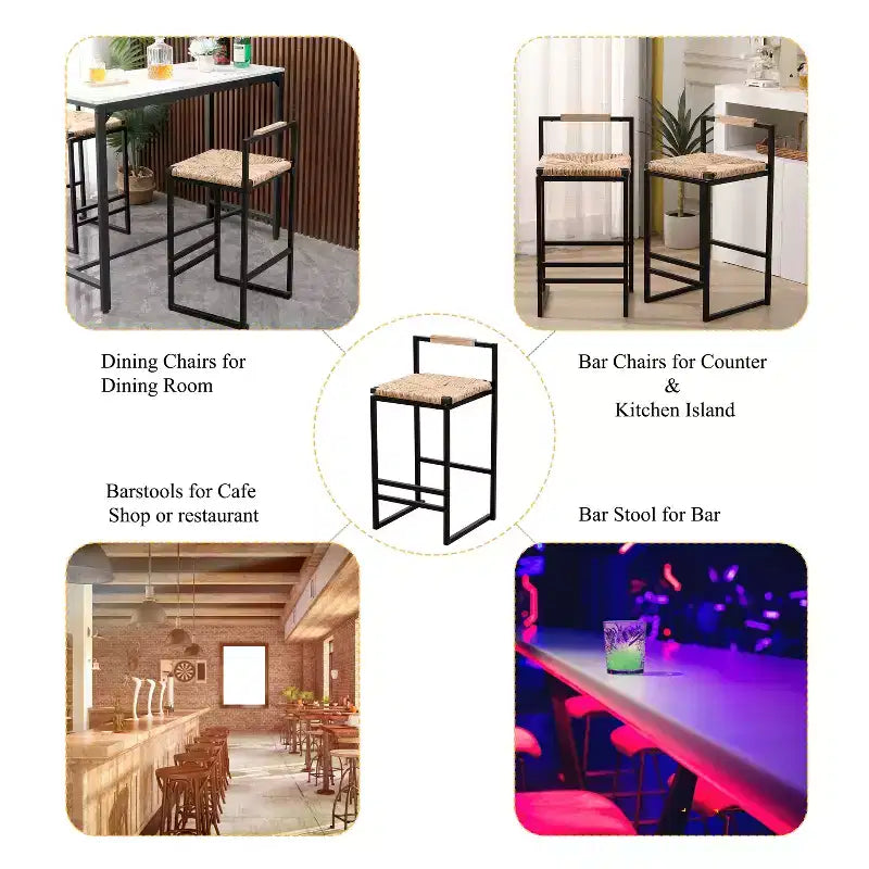 Sgabelli da bar Ogden Rustic Iron 25 con poggiapiedi