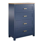 Cassettiera Armada a 4 cassetti, blu navy con piano in noce