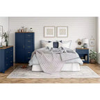 Cassettiera Armada a 4 cassetti, blu navy con piano in noce