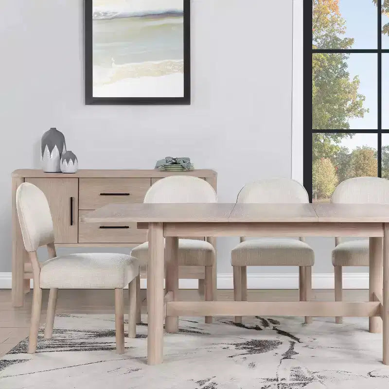 Sedia da pranzo Felix senza braccioli, imbottita in tessuto e legno massello