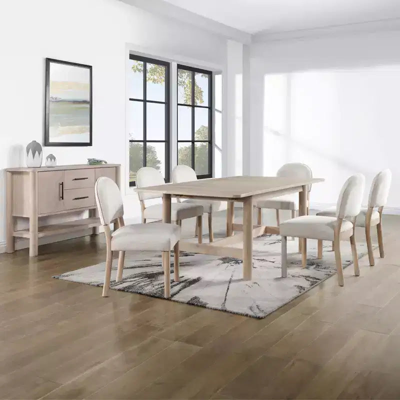Sedia da pranzo Felix senza braccioli, imbottita in tessuto e legno massello
