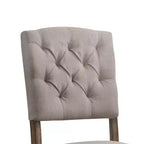 Sedie laterali imbottite in lino color crema e rovere anticato
