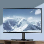 Supporto da tavolo per TV, piedistallo TV universale orientabile per TV da 32 a 55 pollici, supporto TV da pavimento portatile regolabile in altezza con base in vetro temperato