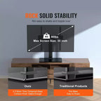 Supporto da tavolo per TV, piedistallo TV universale orientabile per TV da 32 a 55 pollici, supporto TV da pavimento portatile regolabile in altezza con base in vetro temperato
