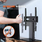 Supporto da tavolo per TV, piedistallo TV universale orientabile per TV da 32 a 55 pollici, supporto TV da pavimento portatile regolabile in altezza con base in vetro temperato