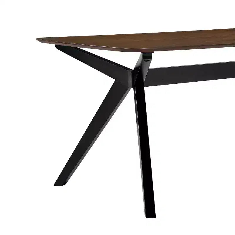 Set da pranzo imbottito Latisha 7 pezzi in legno di caucciù, stile Mid-Century moderno
