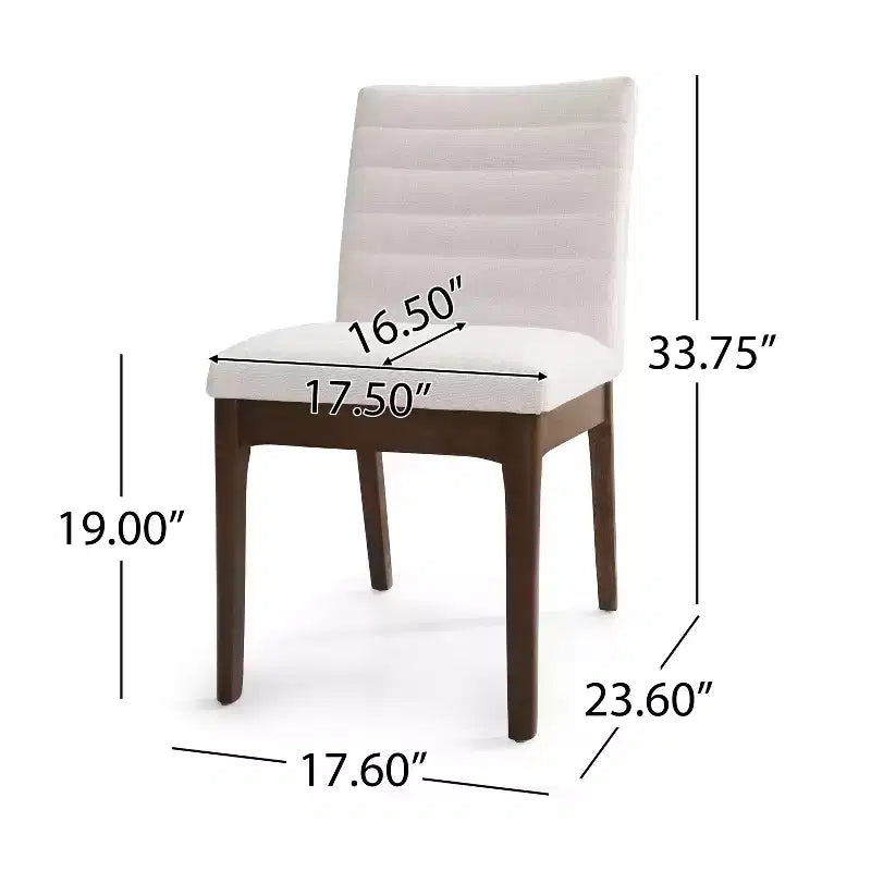 Set da pranzo imbottito Latisha 7 pezzi in legno di caucciù, stile Mid-Century moderno