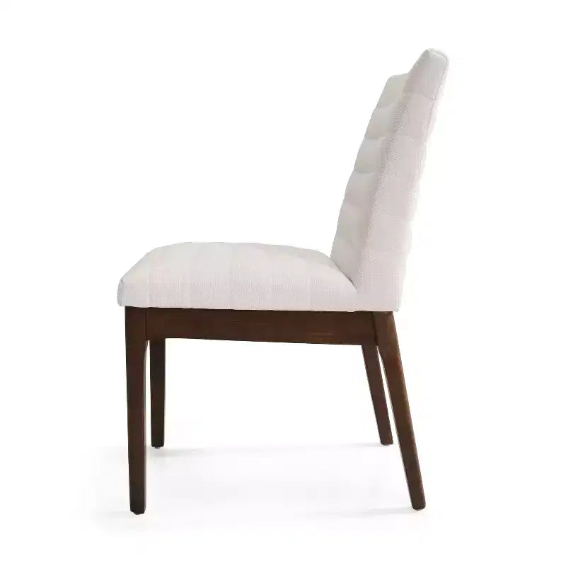 Set da pranzo imbottito Latisha 7 pezzi in legno di caucciù, stile Mid-Century moderno