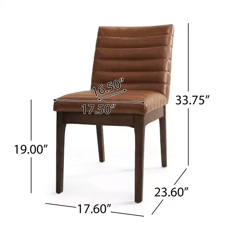 Set da pranzo imbottito Latisha 7 pezzi in legno di caucciù, stile Mid-Century moderno