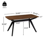Set da pranzo imbottito Latisha 7 pezzi in legno di caucciù, stile Mid-Century moderno