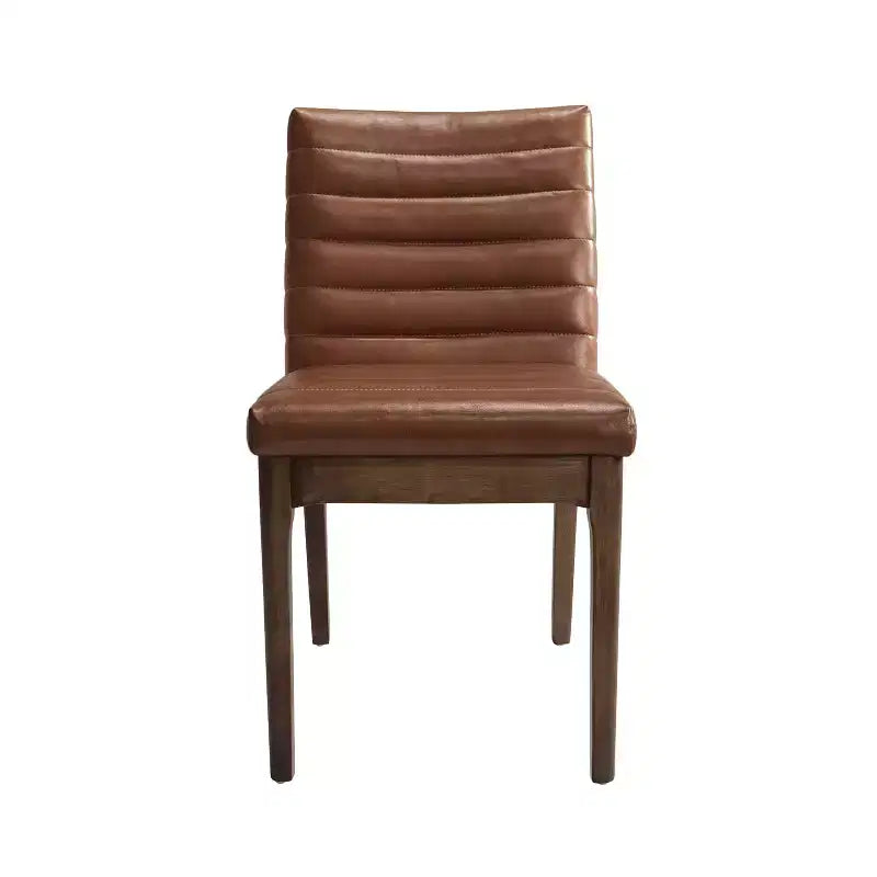 Set da pranzo imbottito Latisha 7 pezzi in legno di caucciù, stile Mid-Century moderno