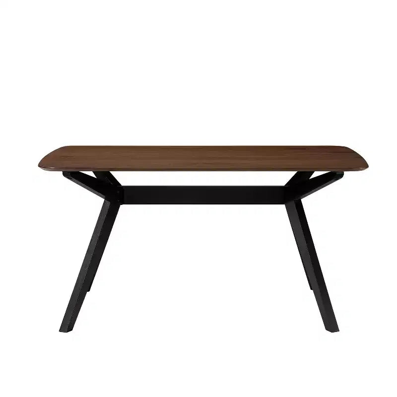 Set da pranzo imbottito Latisha 7 pezzi in legno di caucciù, stile Mid-Century moderno