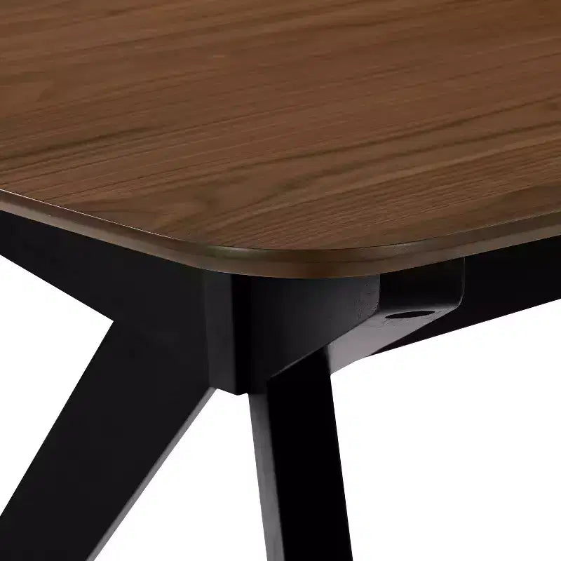Set da pranzo imbottito Latisha 7 pezzi in legno di caucciù, stile Mid-Century moderno