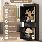 Mobiletto alto moderno da 69" in rattan con ante, ripiani regolabili e cassetto per bagno, sala da pranzo, soggiorno
