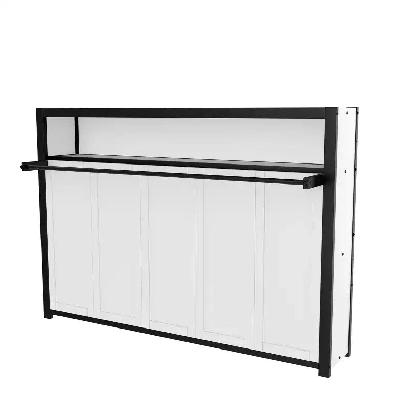 Letto a scomparsa matrimoniale con mensole, letto a muro in metallo dal design pieghevole per piccoli spazi