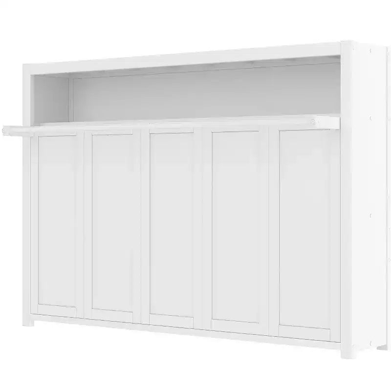 Letto a scomparsa matrimoniale con mensole, letto a muro in metallo dal design pieghevole per piccoli spazi