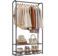Wardrobe Closet,Portable Clothes Rack with 4 Tiers Shelves,Freestanding Steel Clothing Rack Suitable for Cloakrooms,Bedrooms,Entrances,etc.Black