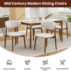 Sedie da pranzo in lino beige, stile moderno rustico, con seduta imbottita e gambe in legno marrone per sala da pranzo