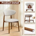 Sedie da pranzo in lino beige, stile moderno rustico, con seduta imbottita e gambe in legno marrone per sala da pranzo