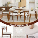 Sedie da pranzo in lino beige, stile moderno rustico, con seduta imbottita e gambe in legno marrone per sala da pranzo