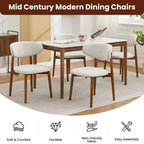 Sedie da pranzo in lino beige, stile moderno rustico, con seduta imbottita e gambe in legno marrone per sala da pranzo