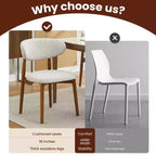 Sedie da pranzo in lino beige, stile moderno rustico, con seduta imbottita e gambe in legno marrone per sala da pranzo