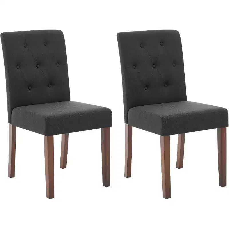 Sedie da pranzo Parsons capitonné, sedie da cucina in tessuto imbottite con sedili imbottiti e gambe in legno, mobili da cucina per soggiorno