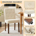 Sedie da pranzo Parsons capitonné, sedie da cucina in tessuto imbottite con sedili imbottiti e gambe in legno, mobili da cucina per soggiorno