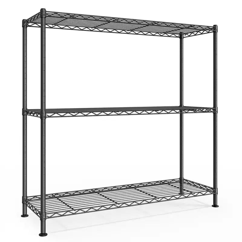 SONGMICS Storage Shelf, Metal Wire Shelving Unit, Adjustable Shelves, 3 Tier, 11.8 x 35.4 x 35.4 Inches, Ink Black