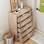 Cassettiera alta 46'' a 5 cassetti, Comò a 5 cassetti in Rattan per Camera da Letto Soggiorno Ingresso