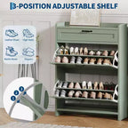 Scarpiera Verde Lucida, 80 cm di Larghezza, con 2 Cassetti Ribaltabili, Organizzatore Autoportante con Contenitore Nascosto per Ingresso e Corridoio