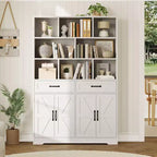Libreria a 6 Ripiani Alta 180 cm con 8 Vani 2 Cassetti 4 Ante per Soggiorno Ufficio