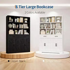 Libreria a 6 Ripiani Alta 180 cm con 8 Vani 2 Cassetti 4 Ante per Soggiorno Ufficio