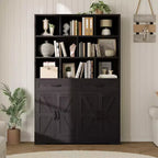 Libreria a 6 Ripiani Alta 180 cm con 8 Vani 2 Cassetti 4 Ante per Soggiorno Ufficio