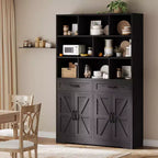 Libreria a 6 Ripiani Alta 180 cm con 8 Vani 2 Cassetti 4 Ante per Soggiorno Ufficio