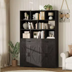 Libreria a 6 Ripiani Alta 180 cm con 8 Vani 2 Cassetti 4 Ante per Soggiorno Ufficio