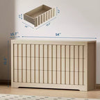 Contenitore per camera da letto, Comò in legno ampio con cassetti, Organizer moderno a coste per vestiti, Quercia naturale