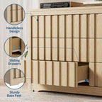 Contenitore per camera da letto, Comò in legno ampio con cassetti, Organizer moderno a coste per vestiti, Quercia naturale